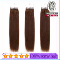 18" Brown 6# Color Straight Human Virgin Remy Hair Extensions Easy Pull Knot Thread Hair